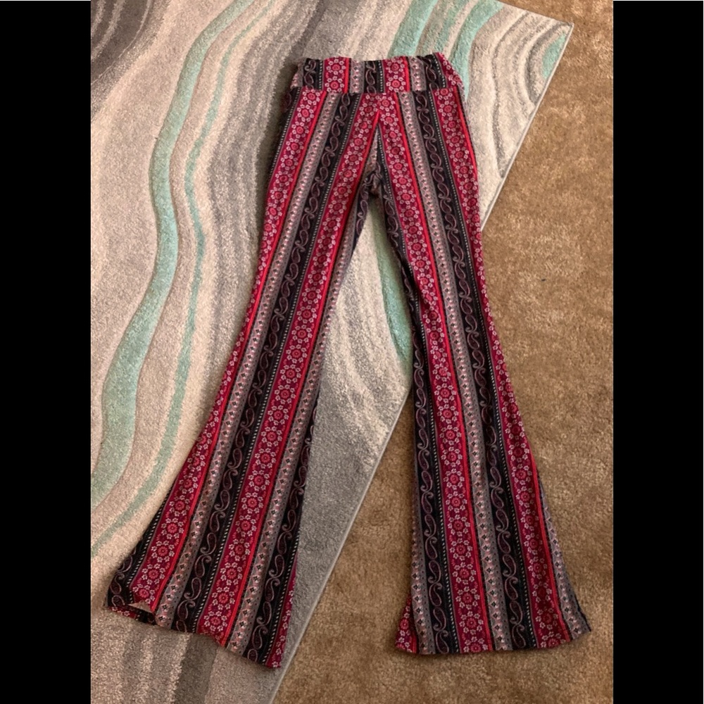 Stretchy form fitting pants .. wide leg